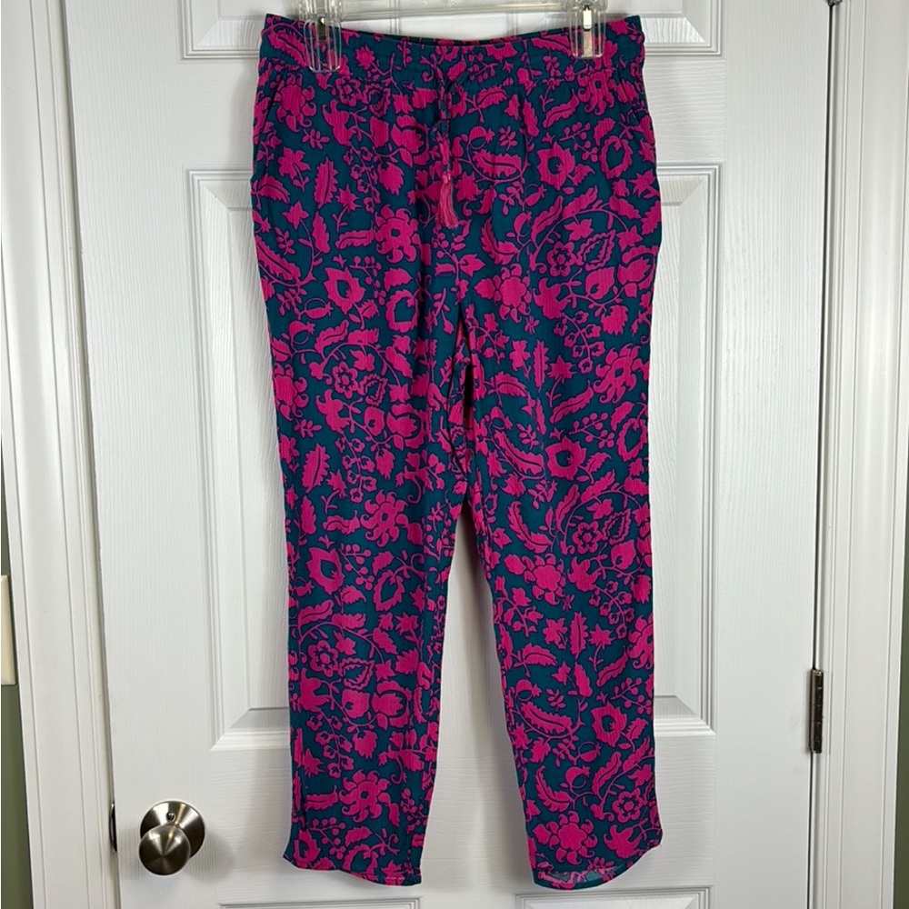 Boden pink and blue floral Bembridge trousers 8p